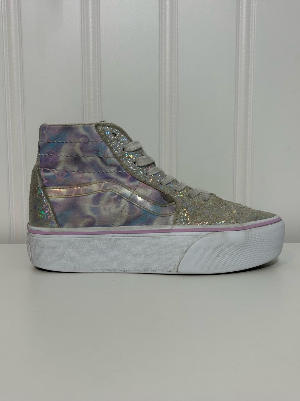 Vans Women's Sk8-Hi butterfly dreams silver iridescent Glitter purple